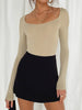 Long Sleeve Scoop Neck Fitted T-Shirt test