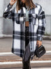 Button Down Collared Neck Plaid Flannel Shacket test