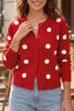 Casual Polka Dot Button Front Long Sleeve Sweater Cardigan test
