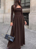 Ruched Square Neck Long Sleeve Maxi Dress test
