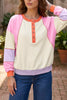 Multicolour Exposed Seam Colorblock Patchwork Long Sleeve Top test