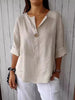 Full Size Linen Blend Notched Blouse Plus Size test