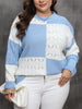 Plus Size Openwork Color Block Long Sleeve Sweater test