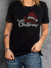 Full Size Rhinestone Merry Christmas Slogan Crew Neck T-Shirt Plus Size test