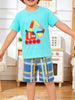 Children's Excavator Short Sleeve Tee and Plaid Shorts Set test