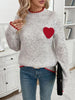 Perfee Contrast Heart Round Neck Long Sleeve Sweater test