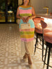 Fringe Crochet Knit Color Block Maxi Dress test