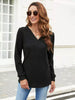 V-Neck Ribbed Long Sleeve Knit Top test