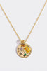 Inlaid Multicolored Zircon Round Pendant Copper Necklace test