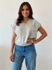 Ribbed Hem V-Neck Short Sleeve Sweater test