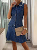 Ruffle Hem Sleeveless Denim Dress test
