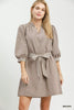 Umgee Textured Contrast Trim Tie Waist Mini Dress test