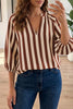 Striped Notched Half Sleeve Casual Blouse test