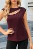 Cutout Round Neck Cap Sleeve T-Shirt test