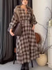 Vintage Plaid Puff Sleeve Midi Dress test