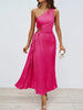 One-Shoulder Cutout Pleated Midi Dress test