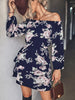 Off-Shoulder Floral Print Long Sleeve Mini Dress test