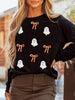 Halloween Ghost Bow Sequin Patched Drop Shoulder Sweatshirt test
