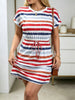 Striped Drawstring Waist Casual Dress test