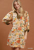Umgee Mix Floral Contrast Trim Shift Mini Dress test