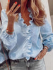 Ruffled V-Neck Long Sleeve Blouse test