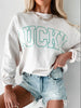 LUCKY Graphic Round Neck Long Sleeve Sweatshirt test