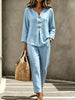 Button Detail Long Sleeve Top and Pants Set test