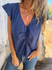 Full Size Ruched V-Neck Cap Sleeve Blouse Plus Size test