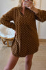 Polka Dot V Neck Long Sleeve Button Shift Dress test