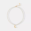 Pearl Titanium Steel Moon Shape Pendant Necklace test
