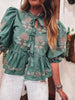 Tie Front Puff Sleeve Blouse test