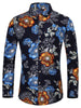 Men's Plus Size Floral Print Long Sleeve Button-Down Shirt test