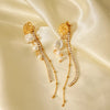 18K Gold-Plated Zircon Pearl Chain Earrings test