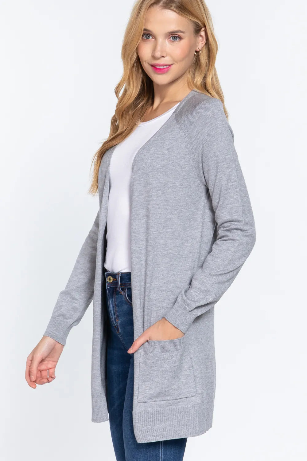 ACTIVE BASIC Open Front Long Sleeve Cardigan - Shopimist