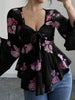 Floral Print Tie Front Flare Sleeve Blouse test