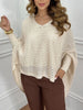 Crochet V-Neck Batwing Sleeves Oversized Sweater test