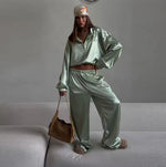 Satin Wide-Leg Two-Piece Set