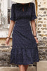 Perfee Polka Dot Tie Front Ruffled Midi Dress test