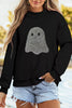Rhinestone Ghost Exposed Seam Mock Neck Halloween Sweatshirt test