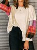 Plaid Sleeve Contrast Casual Sweatshirt test