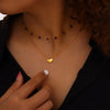 Titanium Steel Section Crystal Double-Layered Necklace test
