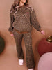 Leopard Print Contrast Trim Long Sleeve Top and Pants Set test