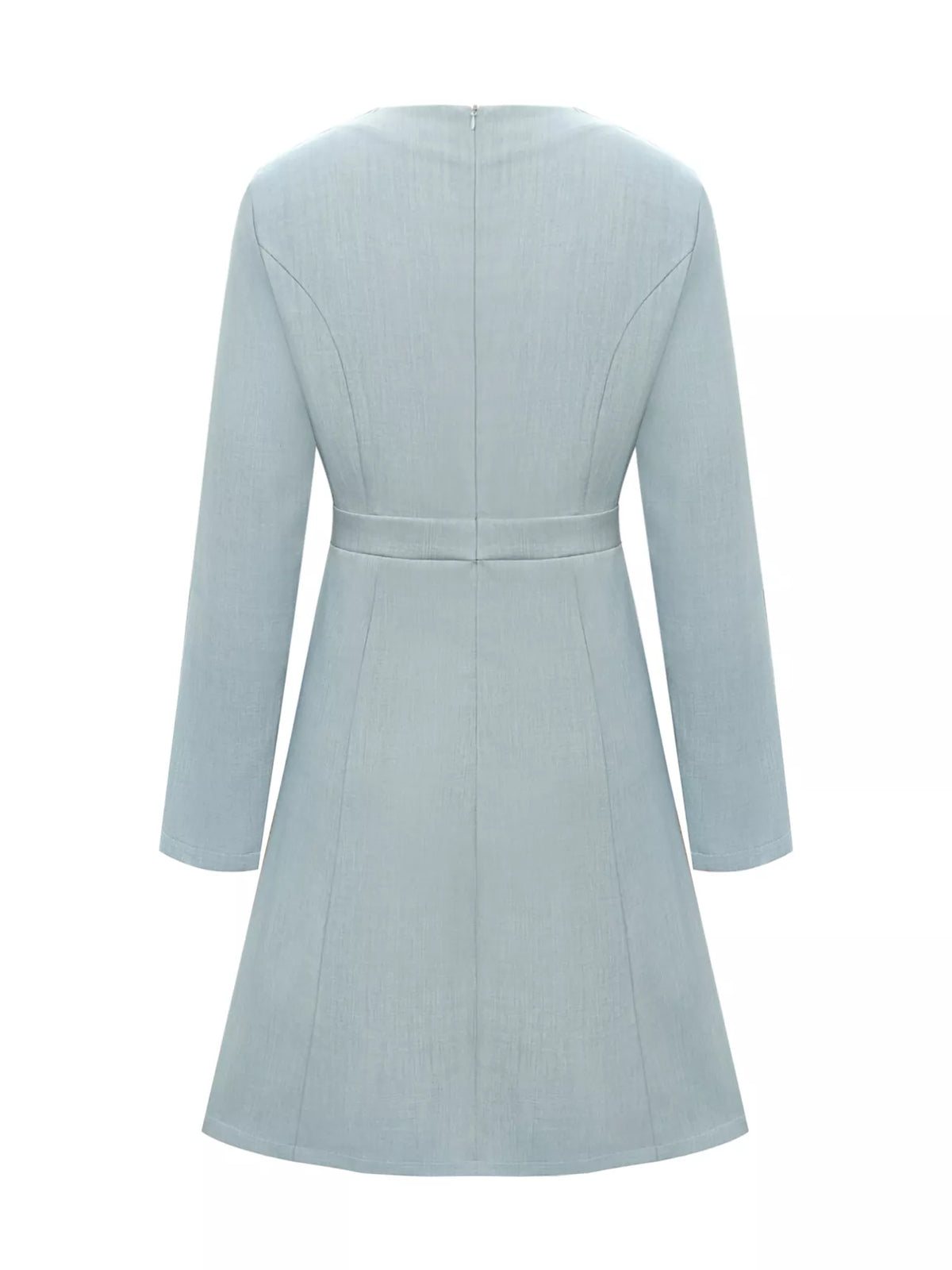 Light blue women's long sleeve dress, back view, modern fashion from Shopimist