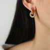 Titanium Steel Inlaid Zircon Double-Hoop Earrings test