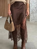 Lace Patchwork Hem Long Casual Shift Skirt test