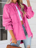 Button Down Raw Hem Denim Jacket test