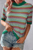 Openwork Striped Short Sleeve Knit Top test