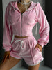Drawstring Zip-Up Hoodie and Shorts Set test