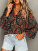 Floral Print Lantern Sleeve Loose Shirt test