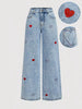 Embroidered Heart Wide-Leg Jeans test